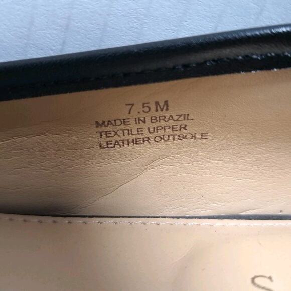 Talbots Blair Cap Toe Ballet Flats Womens 7.5 Black Gold Foil Dot Jacquard Shoes - Picture 10 of 14